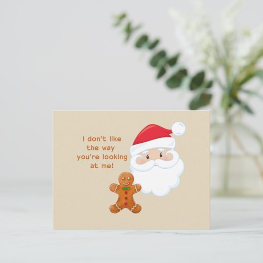 Santa Claus en Gingerbrood Boy Feestdagenkaart (Staand voorkant)