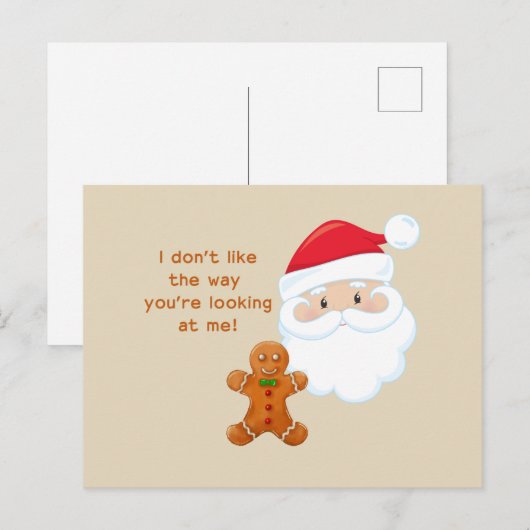 Santa Claus en Gingerbrood Boy Feestdagenkaart (Voorkant / Achterkant)