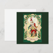 Santa claus en  kerstkunst feestdagenkaart (Voorkant / Achterkant)