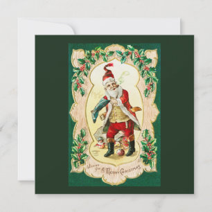 Santa claus en kerstkunst feestdagenkaart