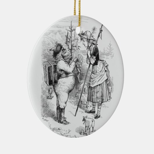 Santa Claus en Little Bo Peep Keramisch Ornament (Rechts)