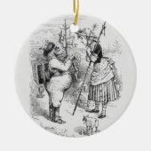 Santa Claus en Little Bo Peep Keramisch Ornament (Voorkant)