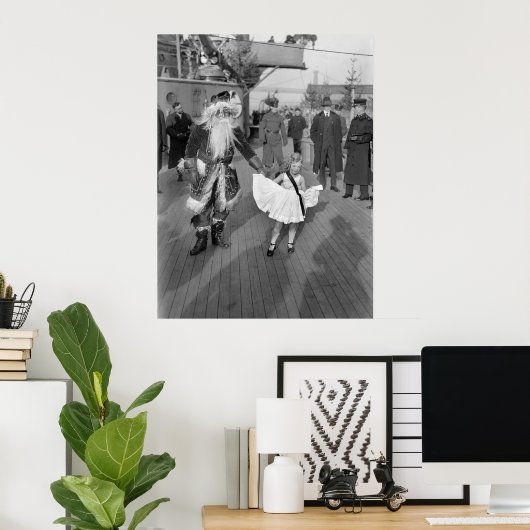 Santa Claus en Little Girl op Deck, 1925 Poster (Thuiskantoor)