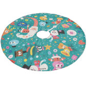 Santa Claus en Merry Friends Fleece Kerstboom Rok (Gekanteld)