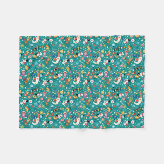 Santa Claus en Merry Friends Pattern Fleece Deken (Voorkant (Horizontaal))