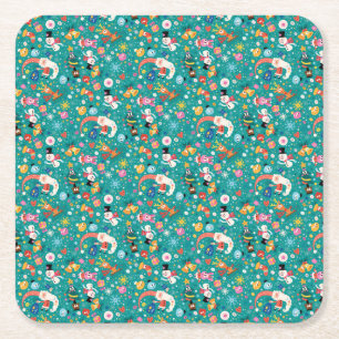 Santa Claus en Merry Friends Pattern Kartonnen Onderzetters