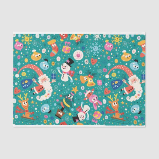 Santa Claus en Merry Friends Tissuepapier (Voorkant)