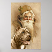  Santa Claus en Pet Pit Bull Dog Poster (Voorkant)