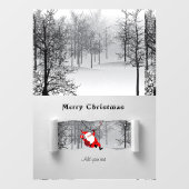 Santa Claus en Pine Trees met sneeuwillustratie Raamsticker (Vel)