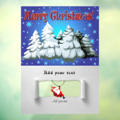 Santa Claus en Pine Trees met sneeuwillustratie Raamsticker (Vel 3)