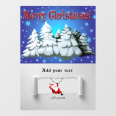 Santa Claus en Pine Trees met sneeuwillustratie Raamsticker (Vel)
