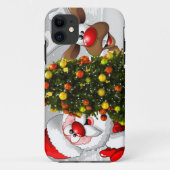 Santa claus en rendier achter een kerstboom.j Case-Mate iPhone case (Achterkant)