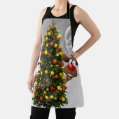 Santa claus en rendier achter een kerstboom.j schort (Insitu)