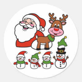 Santa Claus en schattige sneeuwpoppen Ronde Sticker