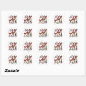 Santa Claus en schattige sneeuwpoppen Ronde Sticker (Vel)