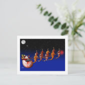 Santa Claus en Seahorse Sleigh Briefkaart (Staand voorkant)