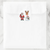 Santa claus en sneeuwman ronde sticker (Tas)