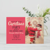 Santa claus en sneeuwpop in sneeuwval kaart (Staand voorkant)