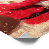 Santa claus en sneeuwpop in sneeuwval poster (Hoek)