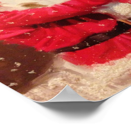 Santa claus en sneeuwpop in sneeuwval poster (Hoek)