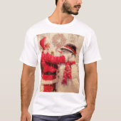 Santa claus en sneeuwpop in sneeuwval t-shirt (Voorkant)