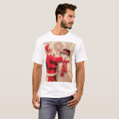 Santa claus en sneeuwpop in sneeuwval t-shirt (Voorkant volledig)