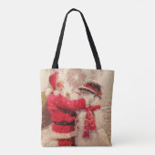 Santa claus en sneeuwpop in sneeuwval tote bag (Achterkant)