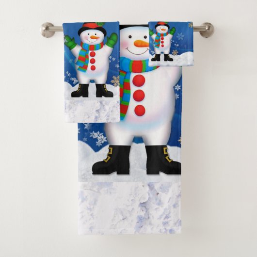 Santa Claus en Snowman Bathroom Bad Handdoek (Insitu)