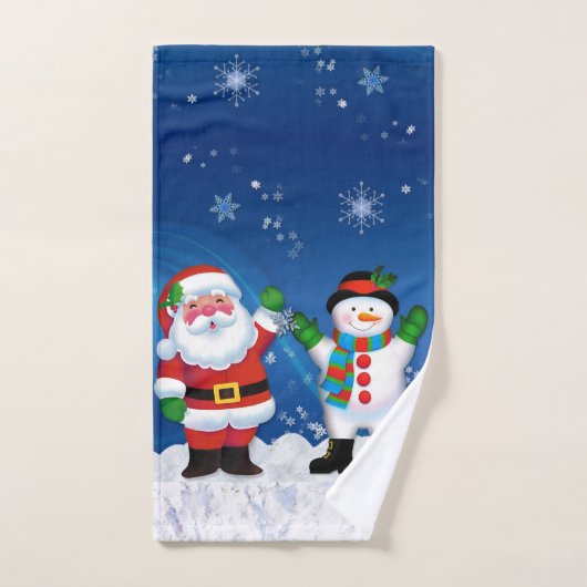 Santa Claus en Snowman Bathroom Bad Handdoek (Handdoek)