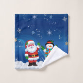 Santa Claus en Snowman Bathroom Bad Handdoek (Wasdoekje)