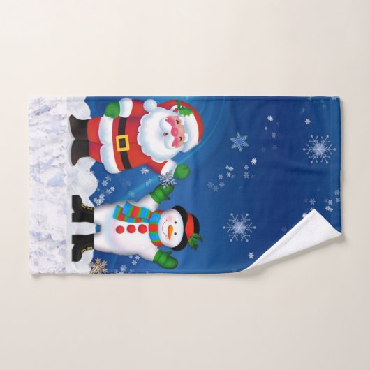 Santa Claus en Snowman Bathroom Bad Handdoek (Handdoek)