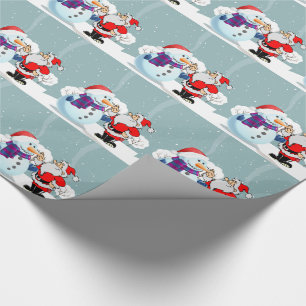 Santa Claus en Snowman Cadeaupapier