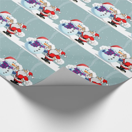 Santa Claus en Snowman Cadeaupapier (Hoek)