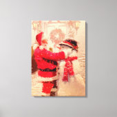 Santa Claus en Snowman Canvas Afdruk (Voorkant)