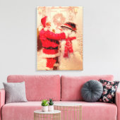 Santa Claus en Snowman Canvas Afdruk (Insitu (Woonkamer))
