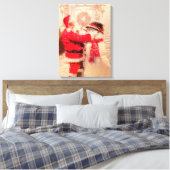 Santa Claus en Snowman Canvas Afdruk (Insitu (Slaapkamer))