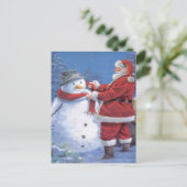 Santa Claus en Snowman Feestdagenkaart (Staand voorkant)