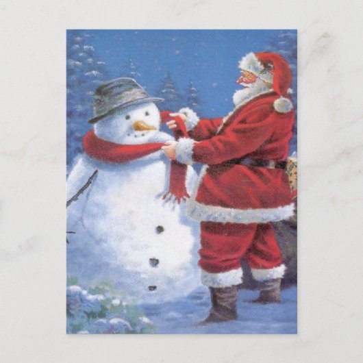 Santa Claus en Snowman Feestdagenkaart (Voorkant)