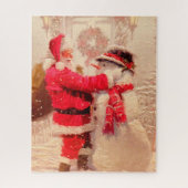 Santa Claus en Snowman Legpuzzel (Verticaal)