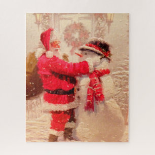 Santa Claus en Snowman Legpuzzel