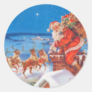 Santa Claus en zijn machtige rendier Ronde Sticker