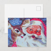 Santa Claus en zijn rendiervintage kerst Briefkaart (Voorkant / Achterkant)