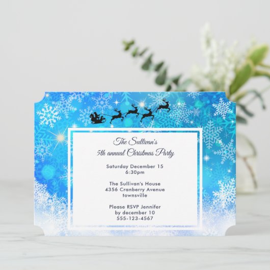 Santa Claus en zijn vliegende rendierpartij Kaart (Staand voorkant)