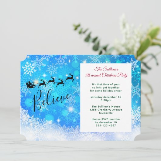 Santa Claus en zijn vliegende rendierpartij Kaart (Staand voorkant)