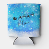 Santa Claus en zijn vliegende rendiertje - Geloof Blikjeskoeler (Voorkant)