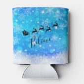 Santa Claus en zijn vliegende rendiertje - Geloof Blikjeskoeler (Achterkant)