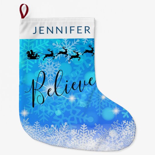 Santa Claus en zijn vliegende rendiertje - Geloof Grote Kerstsok (Voorkant)