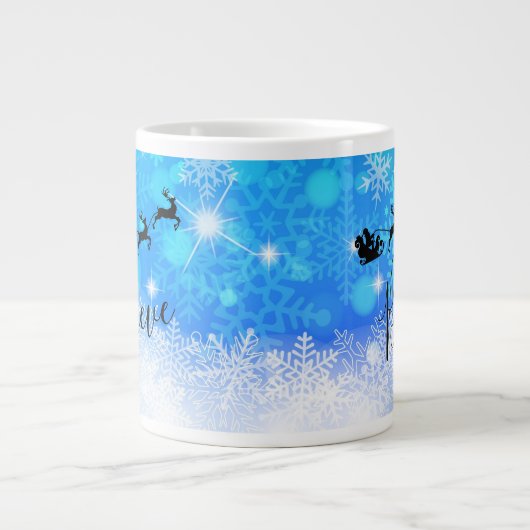 Santa Claus en zijn vliegende rendiertje - Geloof Grote Koffiekop (Voorkant)