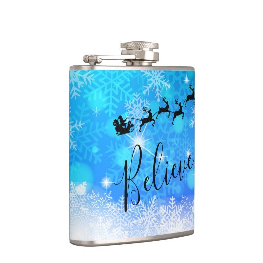 Santa Claus en zijn vliegende rendiertje - Geloof Heupfles (Rechts)