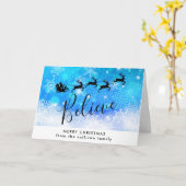 Santa Claus en zijn vliegende rendiertje - Geloof Kaart (Gele Bloem)